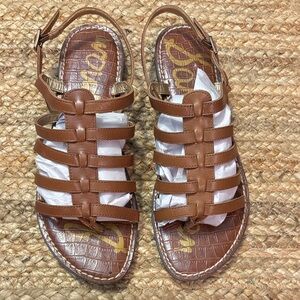 Sam Edelman Garland Strappy Womens Brown Leather Sling Back Sandals - Size 9